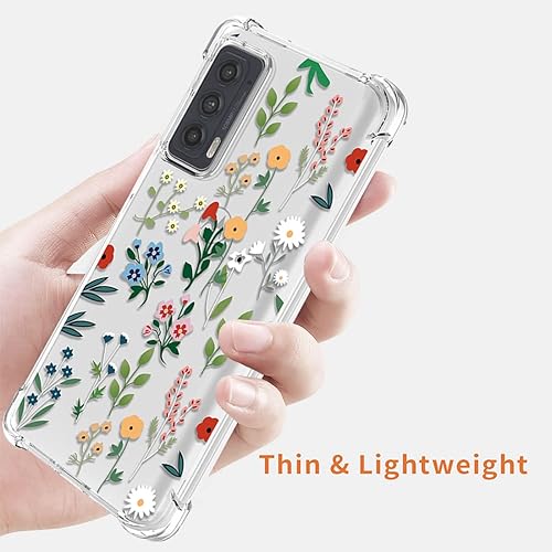 Miniatura 6 de Koarwvc Funda para Moto Edge 2021Moto Edge 5G UWMoto XT2141DL Funda transparente con diseño TPU absorción de golpes, diseño floral delgado, funda