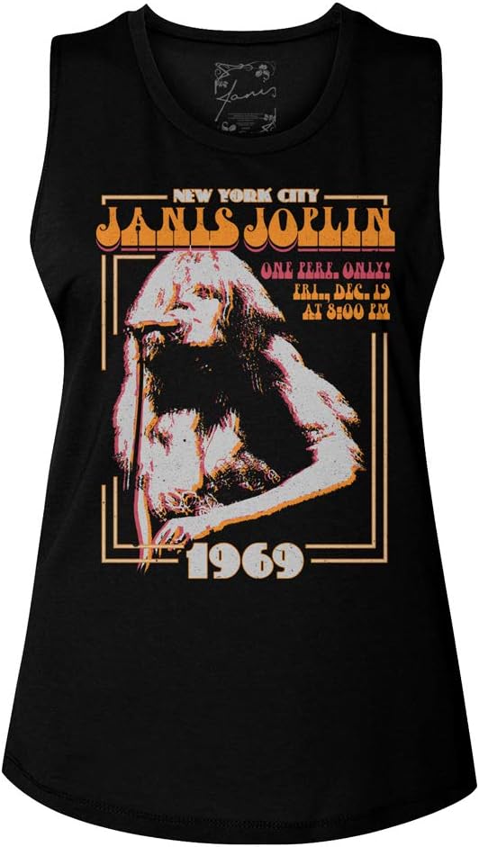 Janis Joplin Singer Songwriter New York City 1969 Image Ladies Muscle Tank Top