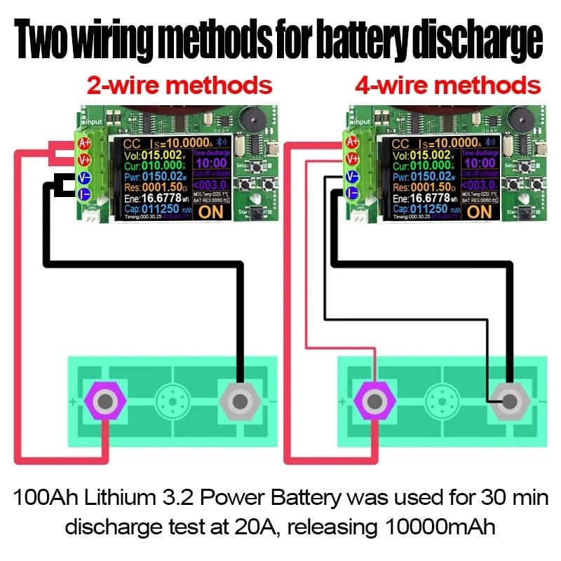 150W 4-przewodowy Tester pojemności akumulatora 2,4-calowy kolorowy ekran TFT typu CNC Elektroniczny tester rozładowania obciążenia