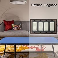 Vista 4 de Adler - Placa de pared de metal para interruptor de luz cuádruple decorativa, paquete de 2 unidades de bronce envejecido de 4 segmentos basculantes