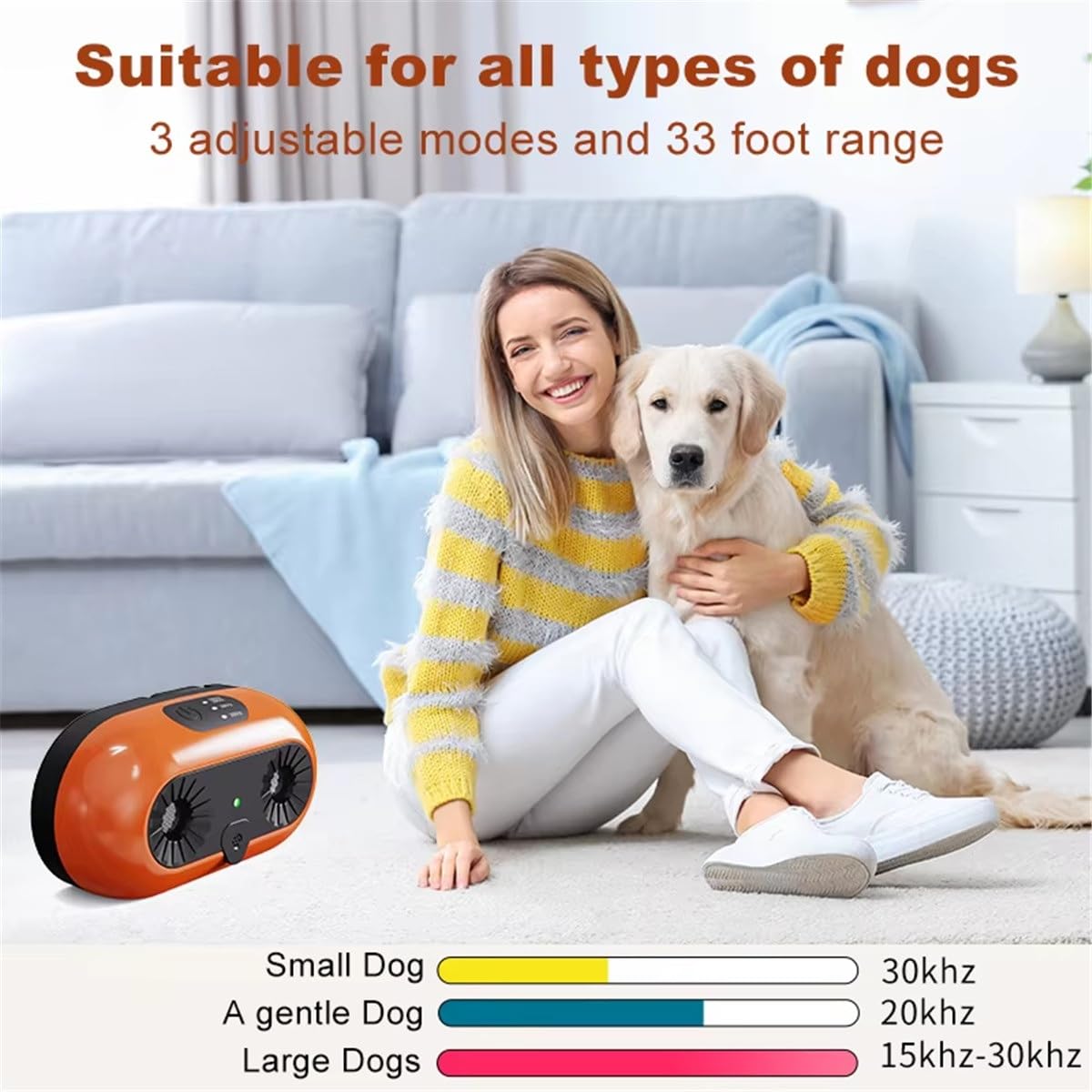 XAUCY Dispositivo anti-abbaio ad ultrasuoni dispositivo per abbaiare per esterni dispositivo di abbaiamento del cane nel cortile Dispositivo intelligente anti-abbaio per interni ed esterni
