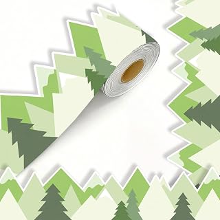 Runtoo 65 Feet Bulletin Board Borders Moving Mountains Die-Cut Rolled Woodland Tree Border Decorations Scalloped Trim for Teacher Classroom Back to School Supplies Wall Desk Window Door Decor