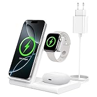 WATOE Caricatore 3 in 1 Wireless per Apple, Stazione di Ricarica Rapida per iPhone