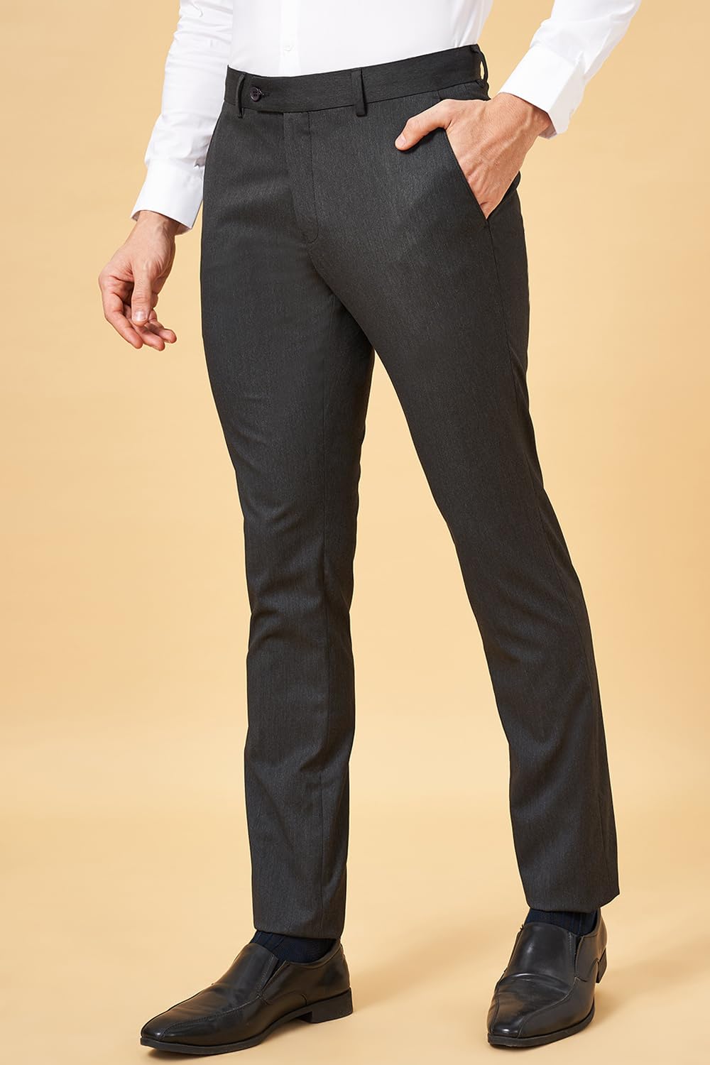 Peregrine by Pantaloons Men's Trousers Charcoal Grey 3