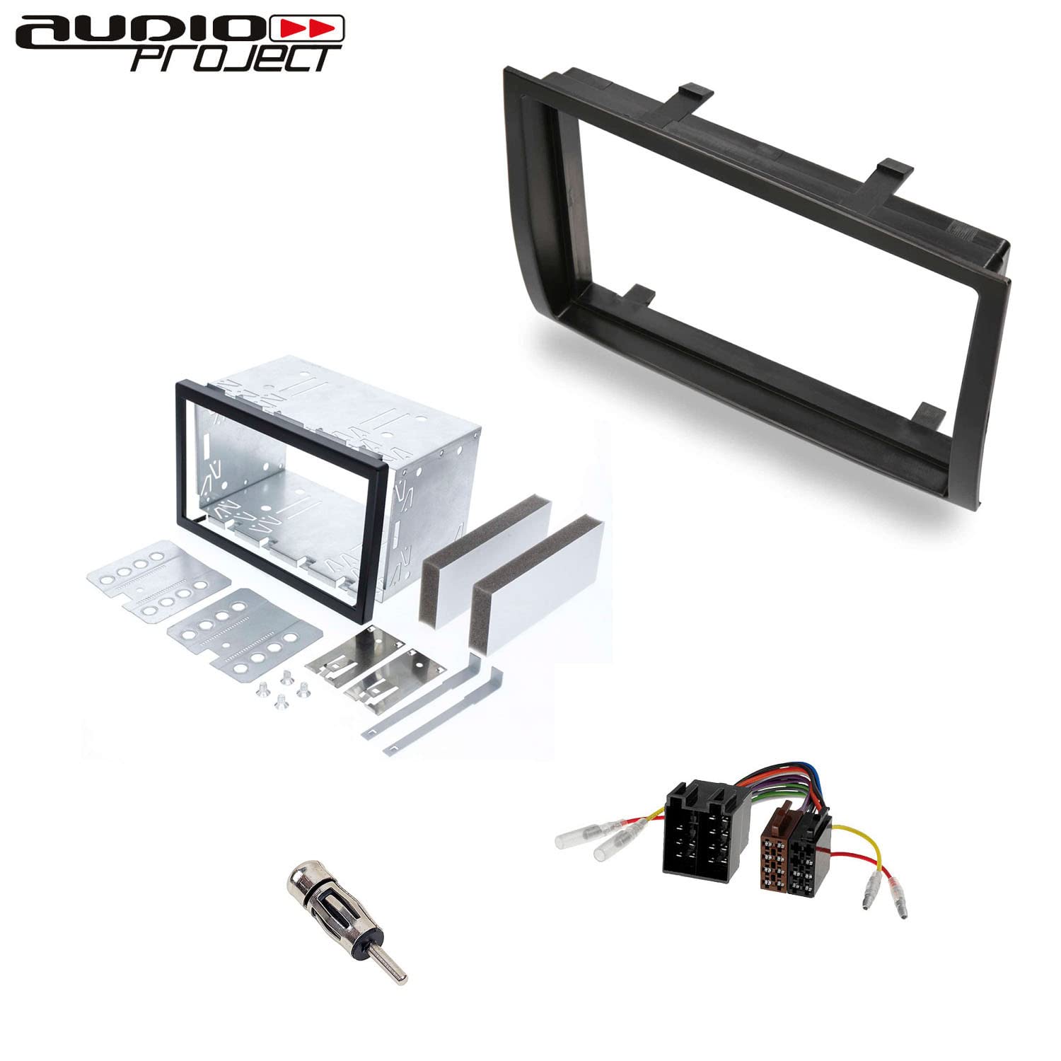 Audioproject A422 - Autoradio Radioblende Set Doppel DIN kompatibel FIAT Ducato Citroen Jumper Peugeot Boxer ab 2006-2DIN Einbauschacht + Radioadapter + Antennenadapter
