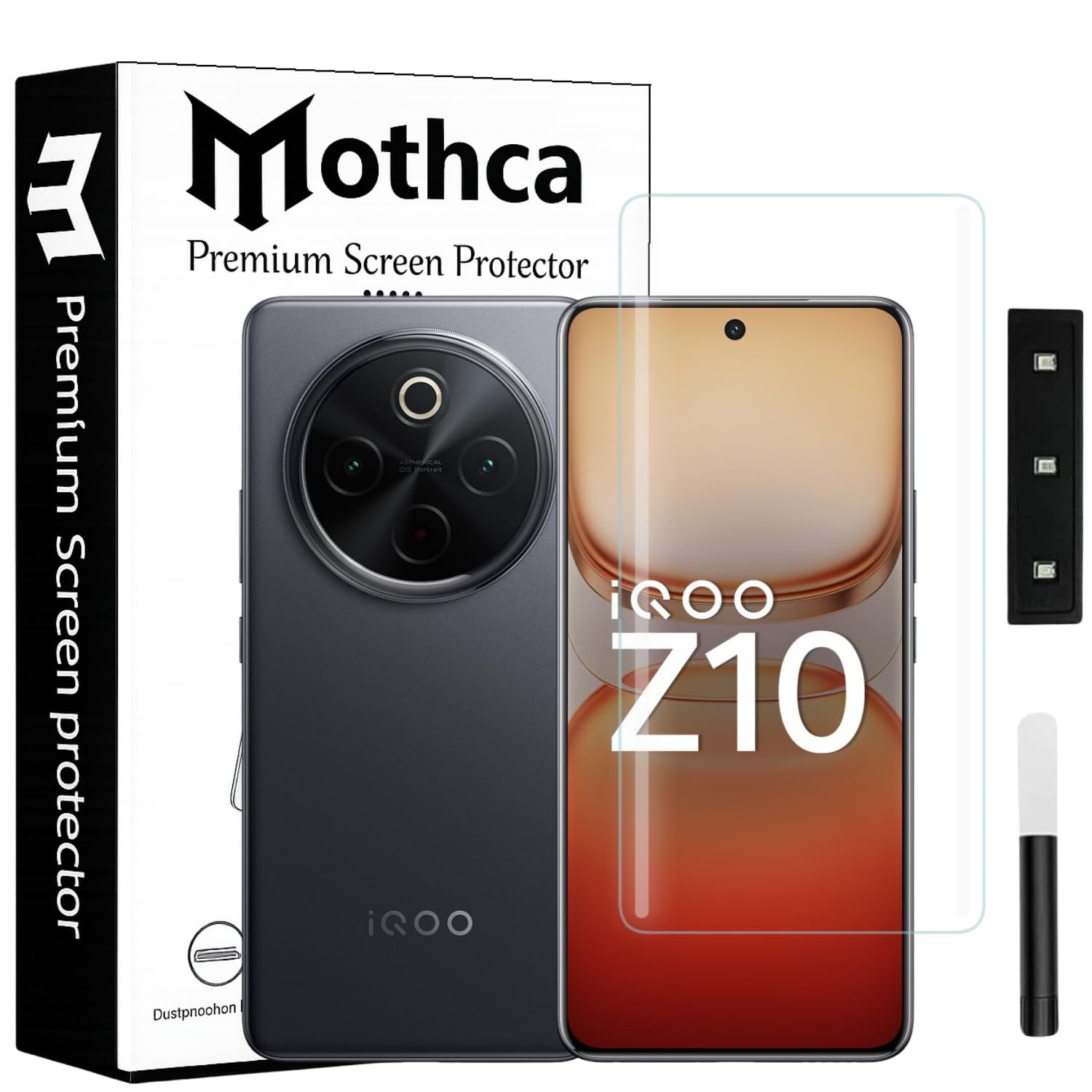 Mothca Premium Curved UV Tempered Glass Screen Protector for iQOO Z10 | HD Clear | Full Screen Coverage (Pack of 1)-picture-16