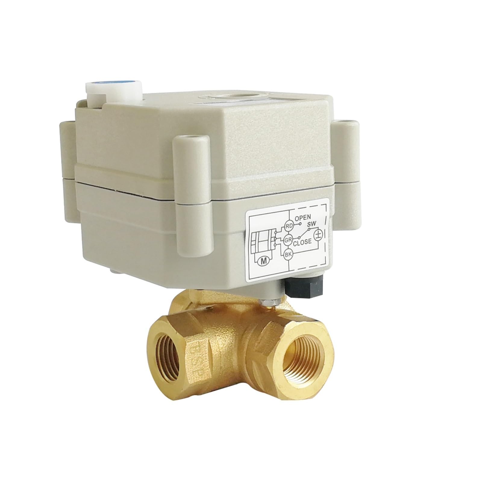 Valvola a sfera, Valvola Motorizzata DC 5V 12V 24V IP67 DN8,DN10 Elettrica Porta T/L For Il Controllo 'aria E 'acqua Metal Gear(DN8 L,BSP_24V INDICATOR_CR501)