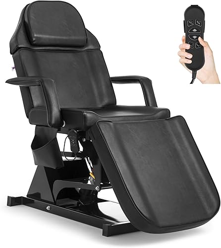 Artist hand Facial Bed for Esthetician Massage Table Beauty Bed Medical Aesthetic Tattoo Chair with 3 Motor Electrical Adjustments,Black Negro