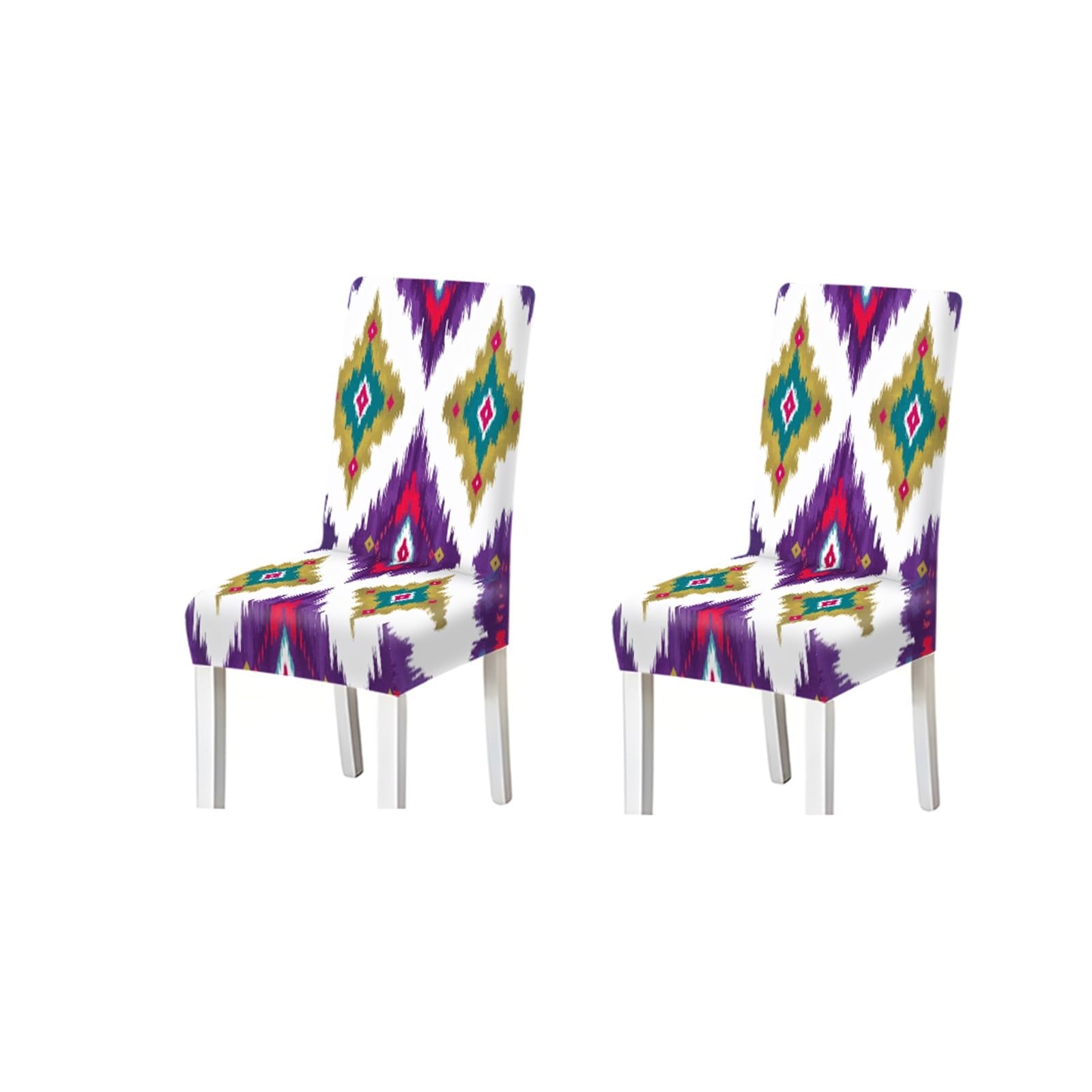 Bosuybn One Color Bohemian Ikat Geometric Print Dining Chair Covers, Stretch Slipcovers For Kitchen Dining Room Ethnic Decor, 2/4/6Pcs Furniture Protectors For Home Dining Room(2Pcs Chair Cover)