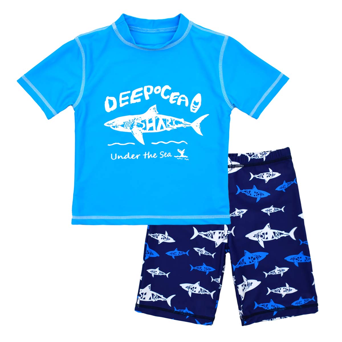 CARMEISON Kids Short Sleeve Sunsuit Swimwear Boys Two Piece Rash-Guard-Sets Dinosaur Pattern