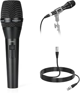 NEEWER DM01 Cardioid Dynamic Microphone with XLR Cable for Podcast Singing PC Gaming Streaming Studio Vocals, Speeches, Live Performances, 600Ω +/- 30% Impedance, 100Hz-10KHz Frequency Range