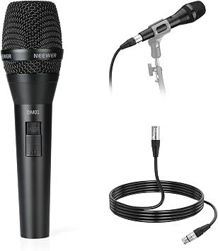 NEEWER DM01 Cardioid Dynamic Microphone with XLR Cable for Podcast Singing PC Gaming Streaming Studio Vocals, Speeches, Live Performances, 600 +/- 30% Impedance, 100Hz-10KHz Frequency Range