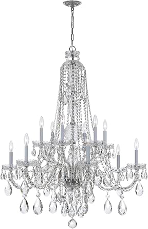 Crystorama 1114-CH-CL-MWP Crystal 12 Light Chandelier from Traditional Crystal collection in Chrome, Pol. Nckl.finish,