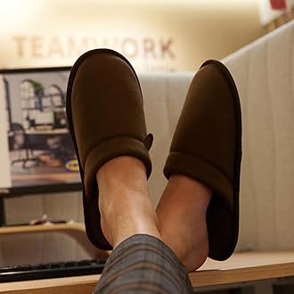 WALKFUN Comfortable House Slippers for Men Full Toe Comfortable Indoor Slip on Warm Slides Sandals with Memory Foam for Bedroom,Indoor Home