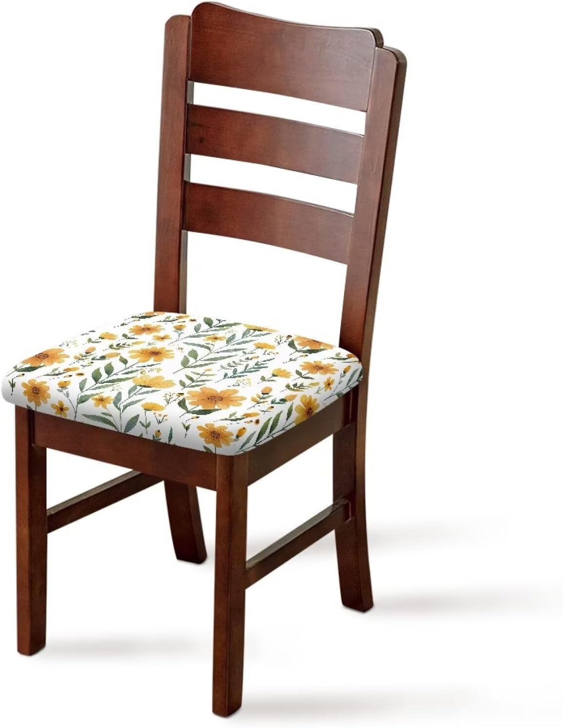Kuiaobaty Yellow Floral Seat Covers for Dinning Room Chairs 4 Pack Stretch Office Computer Chair Seat Covers Bedroom Living Room Bar Desk Chair Cushion Slipcover Protectors