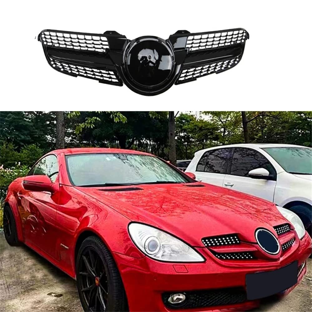 BTHDPP Car Radiator Grills Silver Star Diamond Look Grill Part, For Benz SLK Class R171 SLK 200 300 350 SLK55 2008-2010