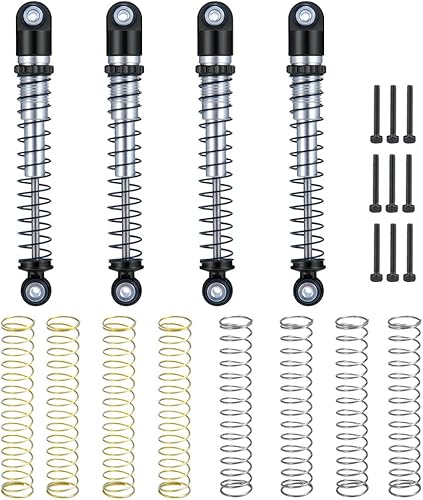 RC-Hub Amortiguador tele roscado de aluminio 1.890 in para 1/24 Axial SCX24 AXI90081 Deadbolt RC Crawler Car (negro plateado)