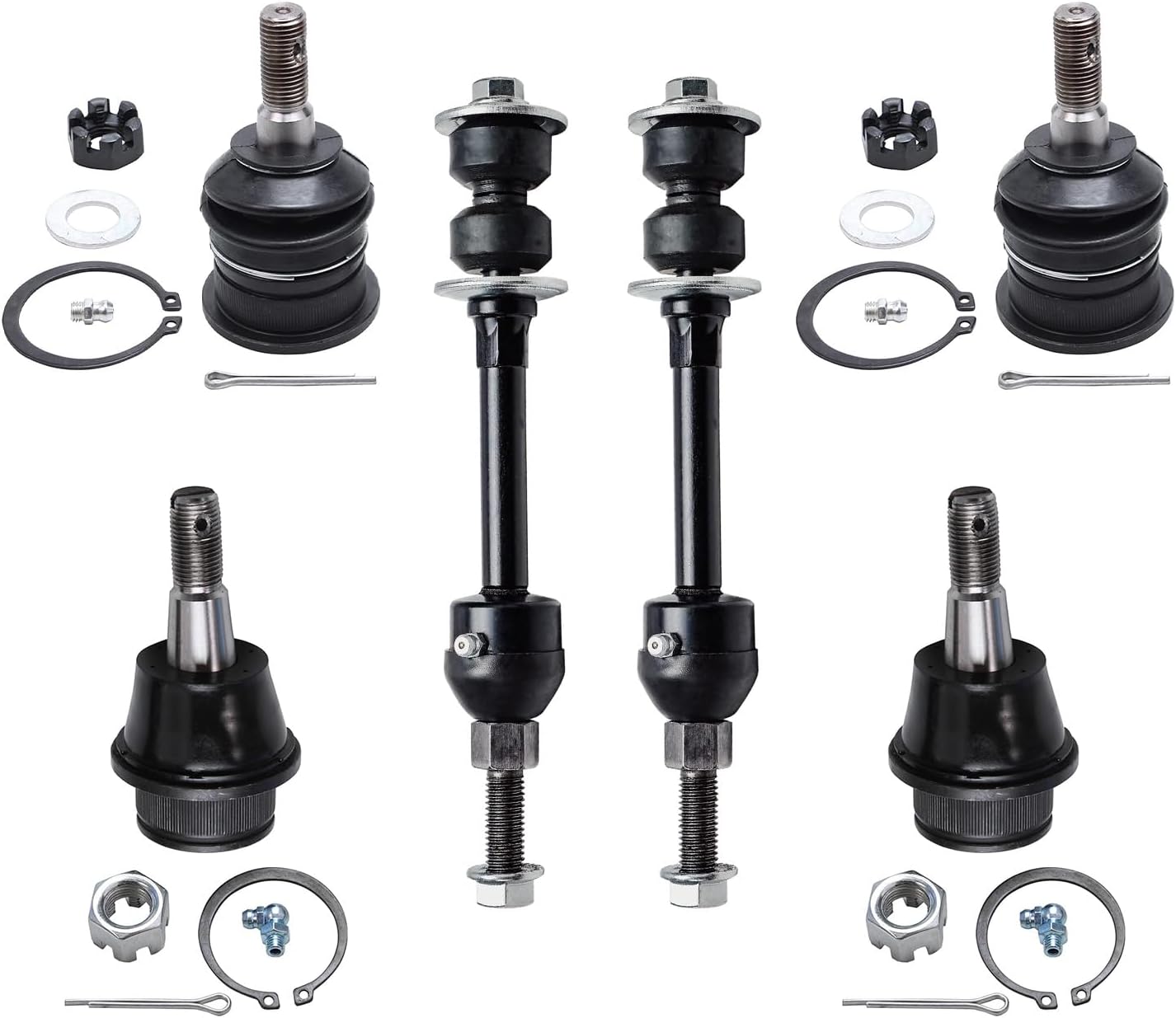 Detroit Axle - RWD Front Sway Bars Ball Joints for 2006-2012 Dodge Ram 1500, 4 Upper Lower Ball Joints 2 Sway Bar End Links 2007 2008 2009 2010 2011 Replacement