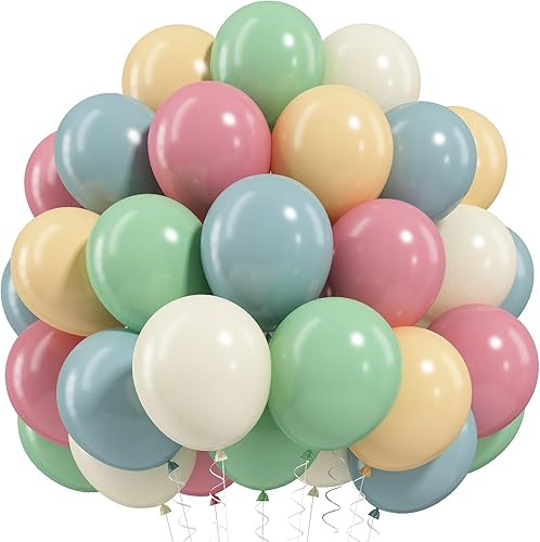 Miniatura 1 de Globos de látex rosa, azul y verde, retro, rubor, rosa, verde salvia, azul polvoriento, marfil, blanco, nude, globos de látex boho, pastel, arco