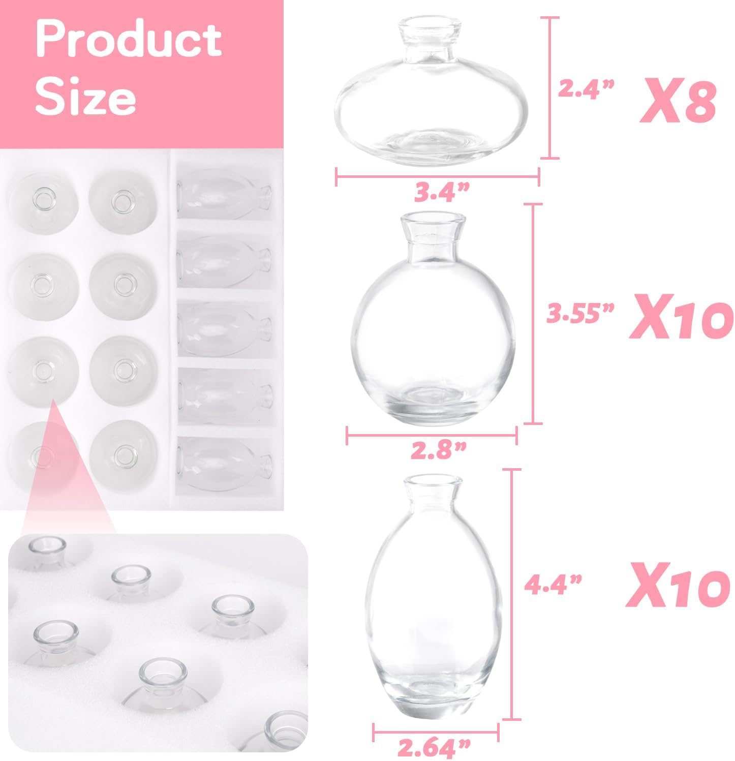 28 clear bud vases in bulk, glass small bud vase for centerpieces, mini bud vase set for flowers, vintage vases for rustic wedding decorations, table decor flower bedroom party home decor clear set of 28