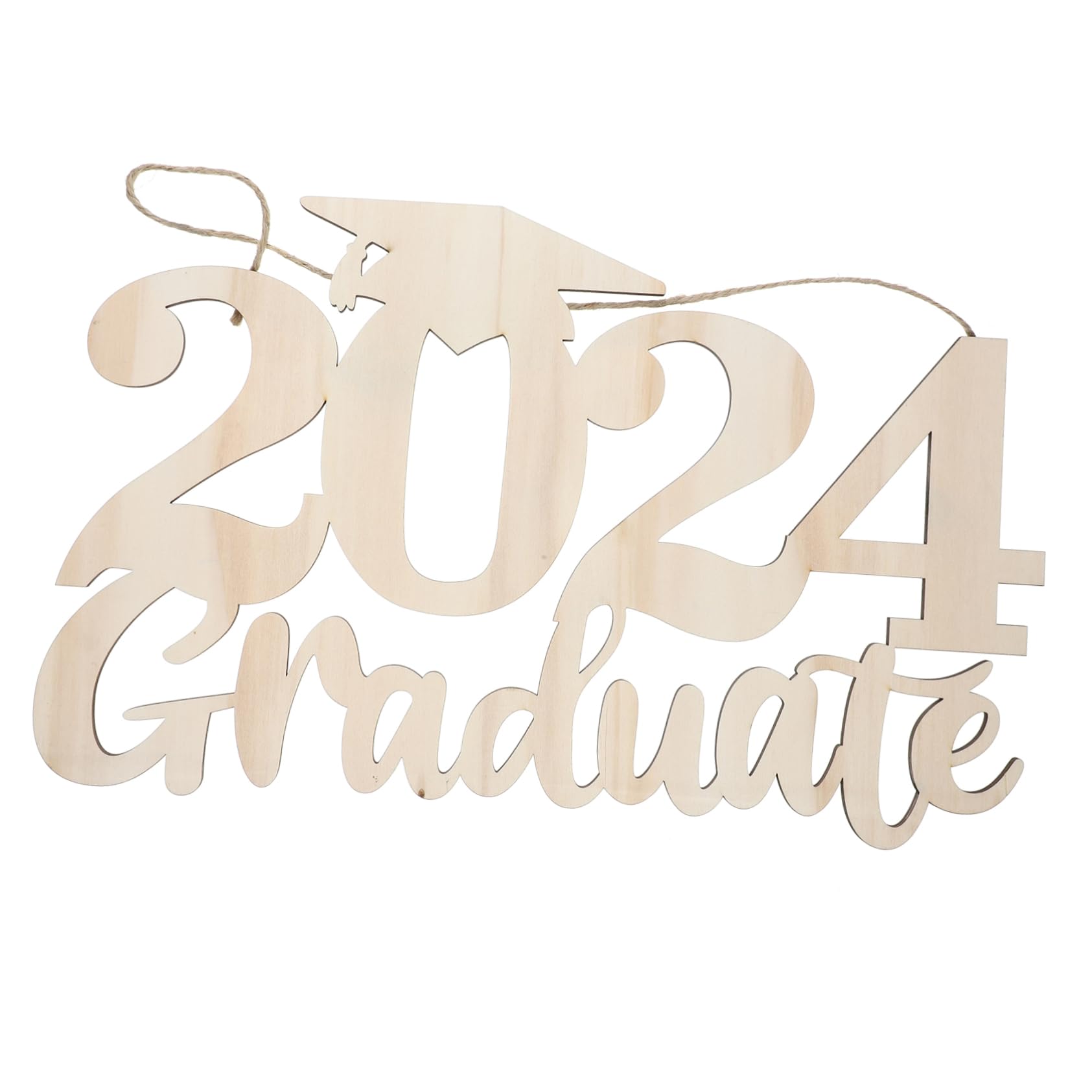 2 Piezas 2024 Colgante De Signo De Graduación Suministros De Fiesta De Graduación Accesorios De Fotomatón De Fiesta Placa para Graduacion Accesorios para Fotos De Madera PRETYZOOM
