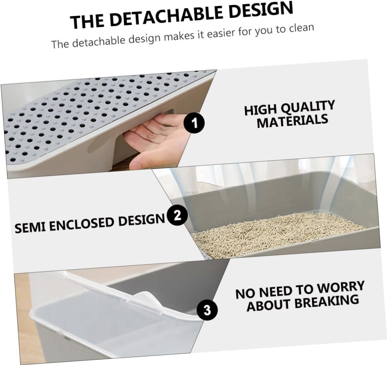 Cat Litter Box for Kittens Semi-Enclosed Design Splash Guard for Easy Cleaning Spacious Interior for Movement for Litter Control