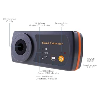 Sound Level Calibrator Precise Decibel Meter Calibrator 94dB & 104dB & 114dB Calibrator with Three Calibration Level for Professional Sound Level Meters