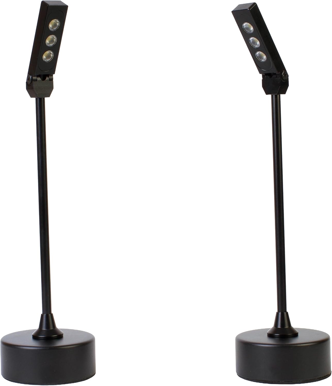 2pcs Jewelry Display Showcase LED Pole stem Light 6000K Pure White Light with Standing Base 12" Height Black Perfect for Retail Store Trade Show Exhibit Museum