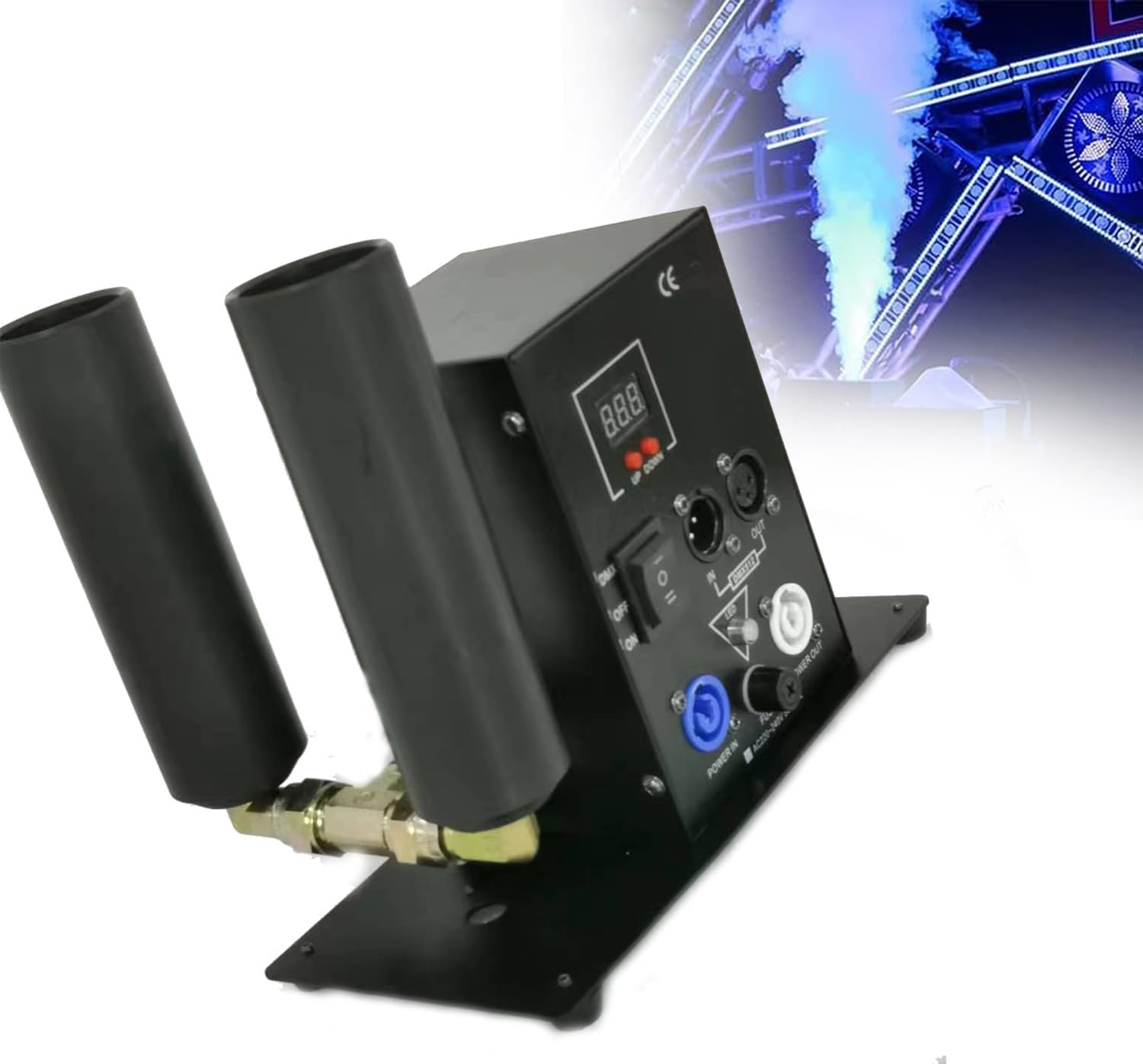 BLUEZY Máquina De Chorro De CO2 DMX, Máquina De Niebla De CO2, Máquina De Humo, Control DMX, Tubo Doble, para Efectos De Espectáculo De DJ En Escenario, Navidad, Espectáculos, Fiestas