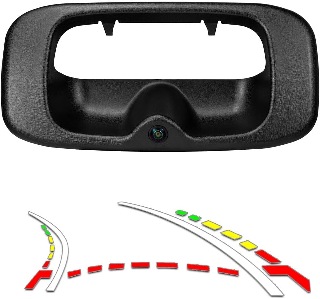 Tailgate Handle Reverse Backup Camera Replacement for Chevy Silverado and GMC Sierra Years 1999-2006, GreenYi AHD 720P Pickup Rear View Parking Camera with Trajectory Guideline