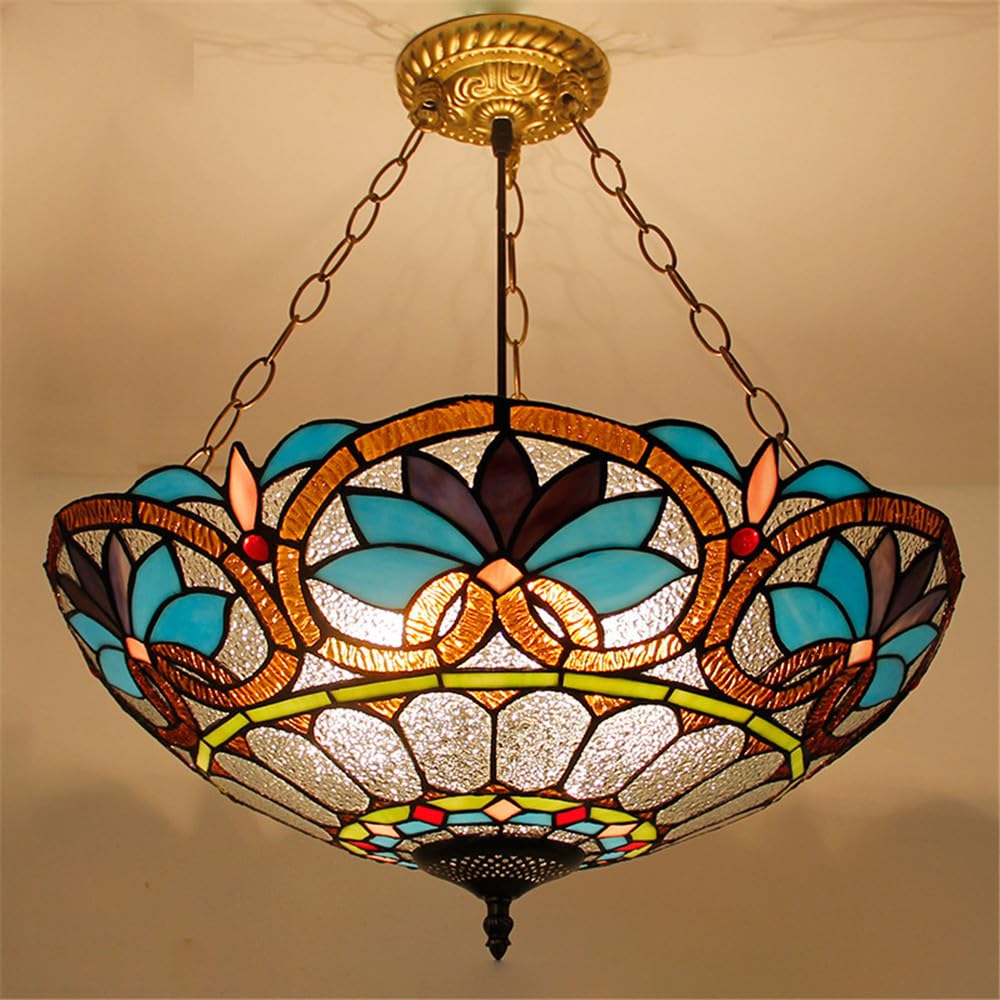 CSXSXAUO Contemporary Color Glass Pendant Lamp LED American Luxury Creativity Living Room Restaurant Bedroom Hotel Villa Corridor Cafe Bar Staircase Chandelier (Style 43 D50CM)