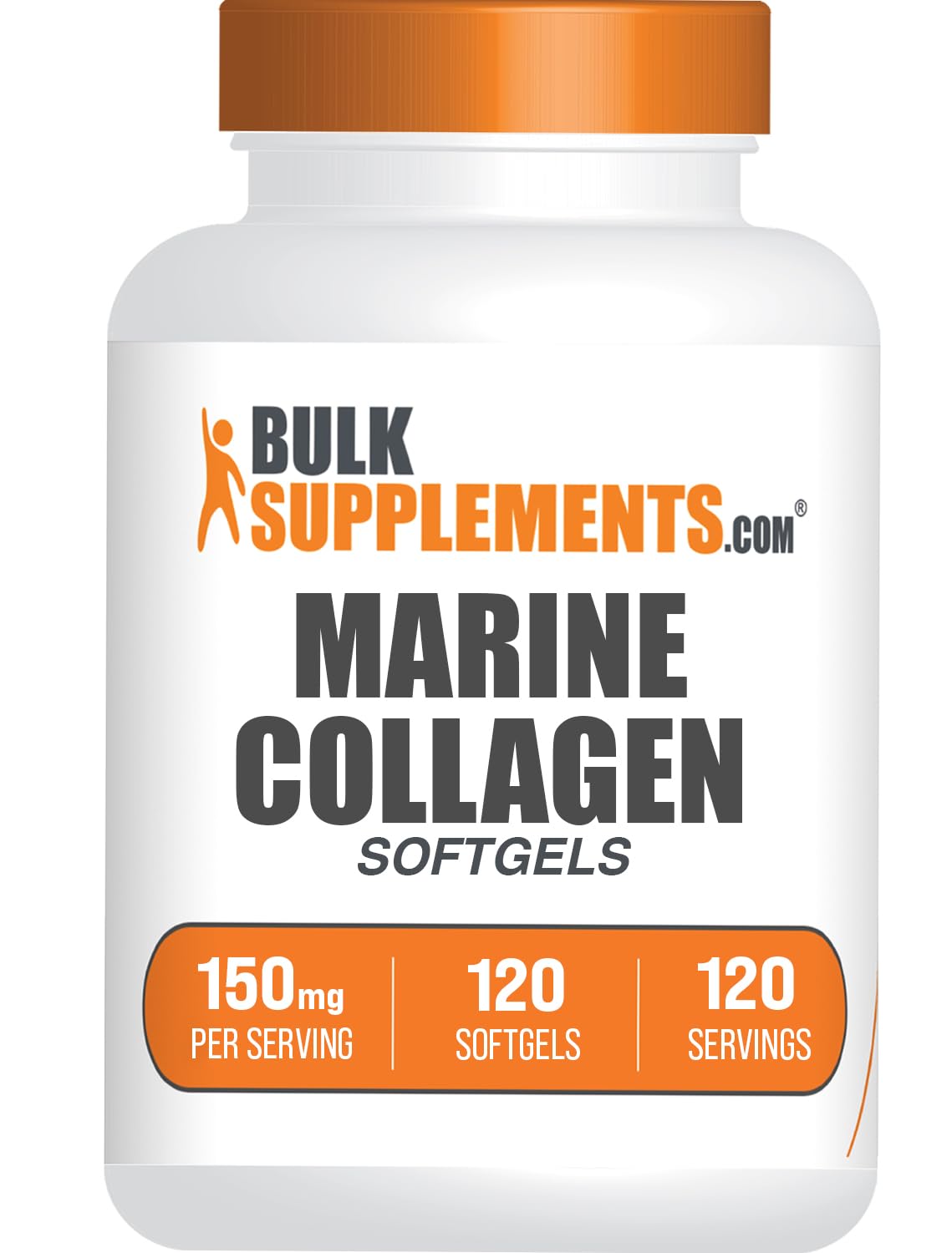 BulkSupplements.com Marine Collagen Softgels - Collagen Supplement, Collagen for Women & Men, 150mg of Collagen - Gluten Free, 1 Softgel per Serving, 120 Count (Pack of 1)