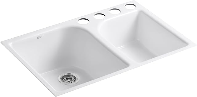 Kohler K-5931-4U-0 Executive Chef Undercounter Kitchen Sink, White