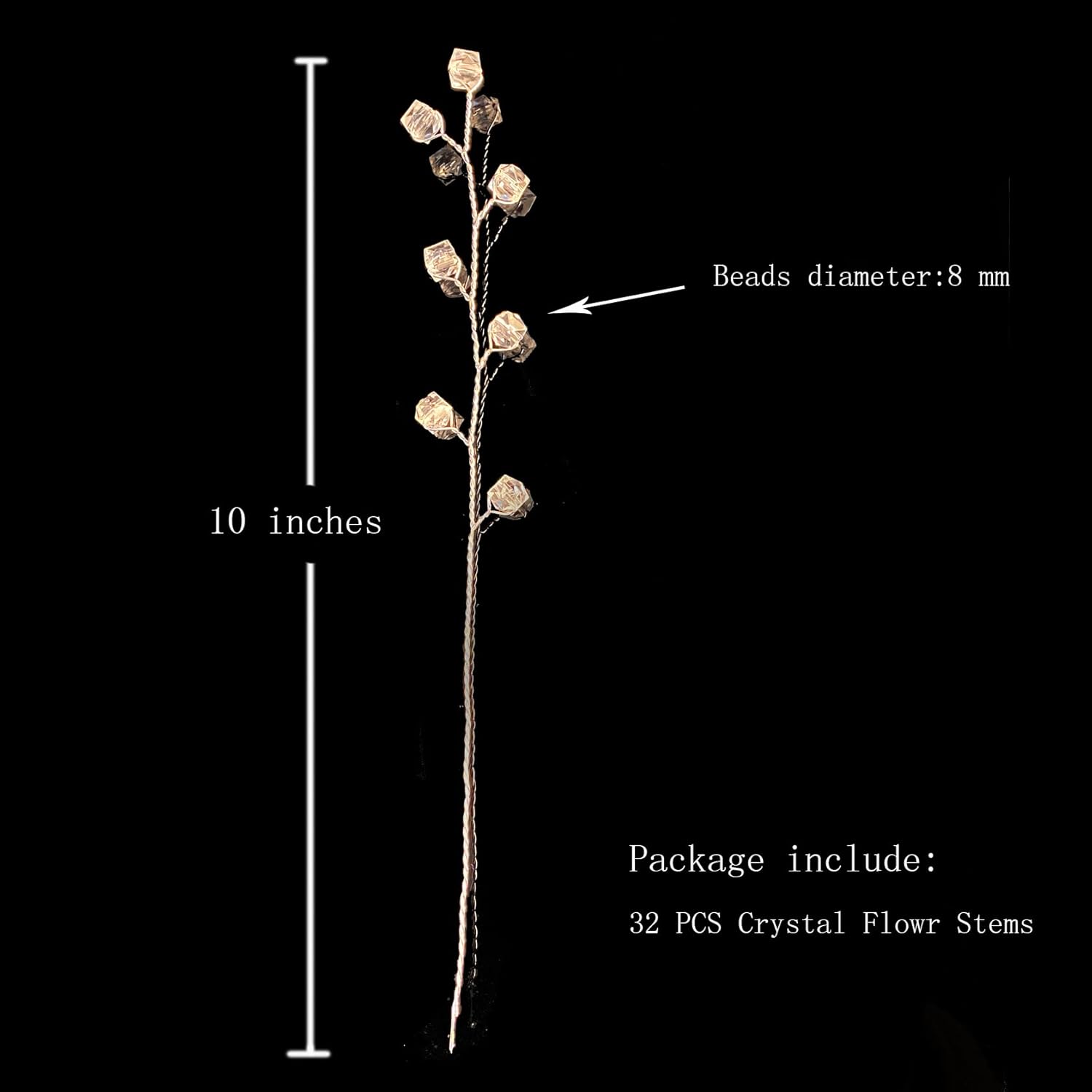 32 Stems Artificial Flowers Bouquet Crystal Acrylic Beaded Flower Branches Handmade Fake Baby Breath DIY Crafts Floral Arrangement for Wedding Home Office Decor(Clear)