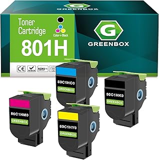 GREENBOX Remanufactured Toner Cartridge Replacement for Lexmark 801H 80C1HK0 801HK 80C1HC0 801HC 80C1HM0 801HM 80C1HY0 801HY, High Yield for CX410 CX410de CX410dte CX510 CX510de CX510dthe CX510dhe