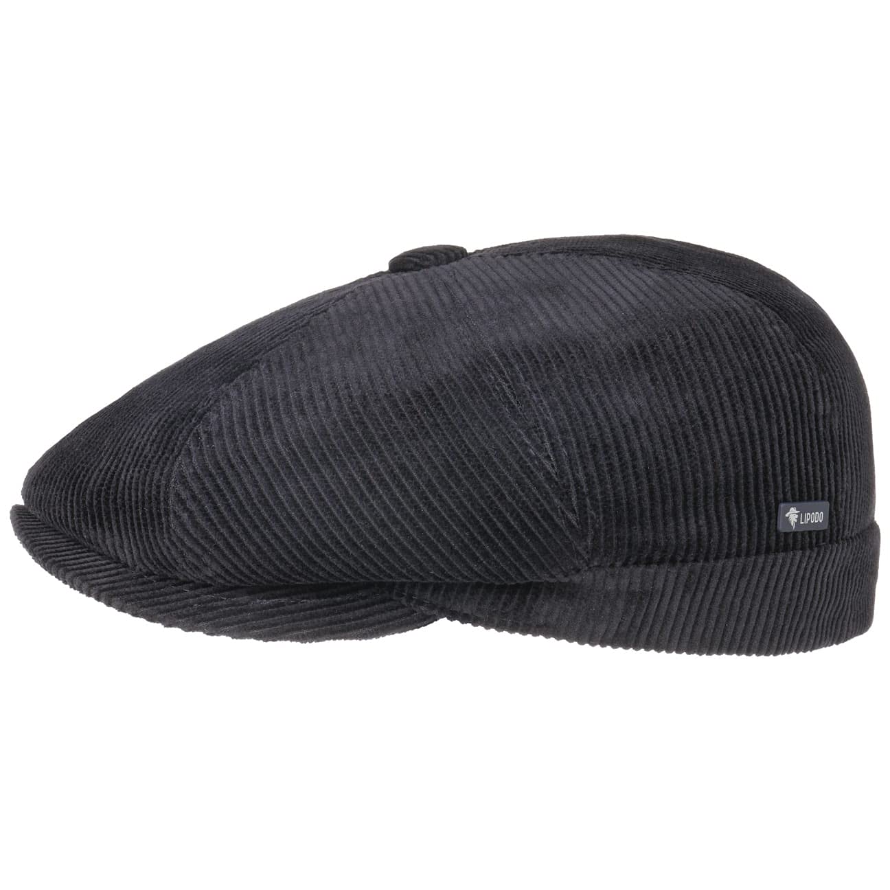 Lipodo 8-Panel Cord Flat Cap Italian-Made Ivy Cap Plain Color Peaked Cap Men Fall Winter Regular-Fit Lined