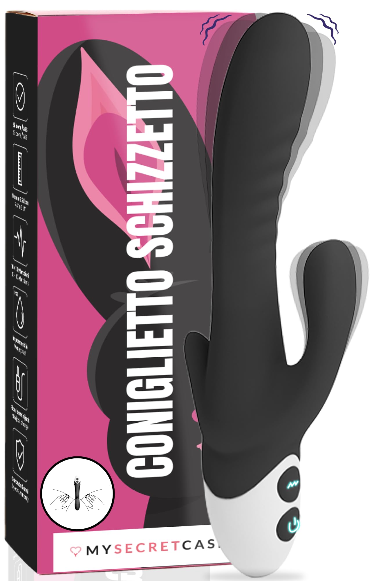 MySecretCase Auflege Vibration für Frauen 19,5cm G Punkt Vibration für Frauen Squirten 10 Vibrationsmodi Klitoris Stimulator für Sie Rabbit Vibrator Klitoris Dildo Groß USB
