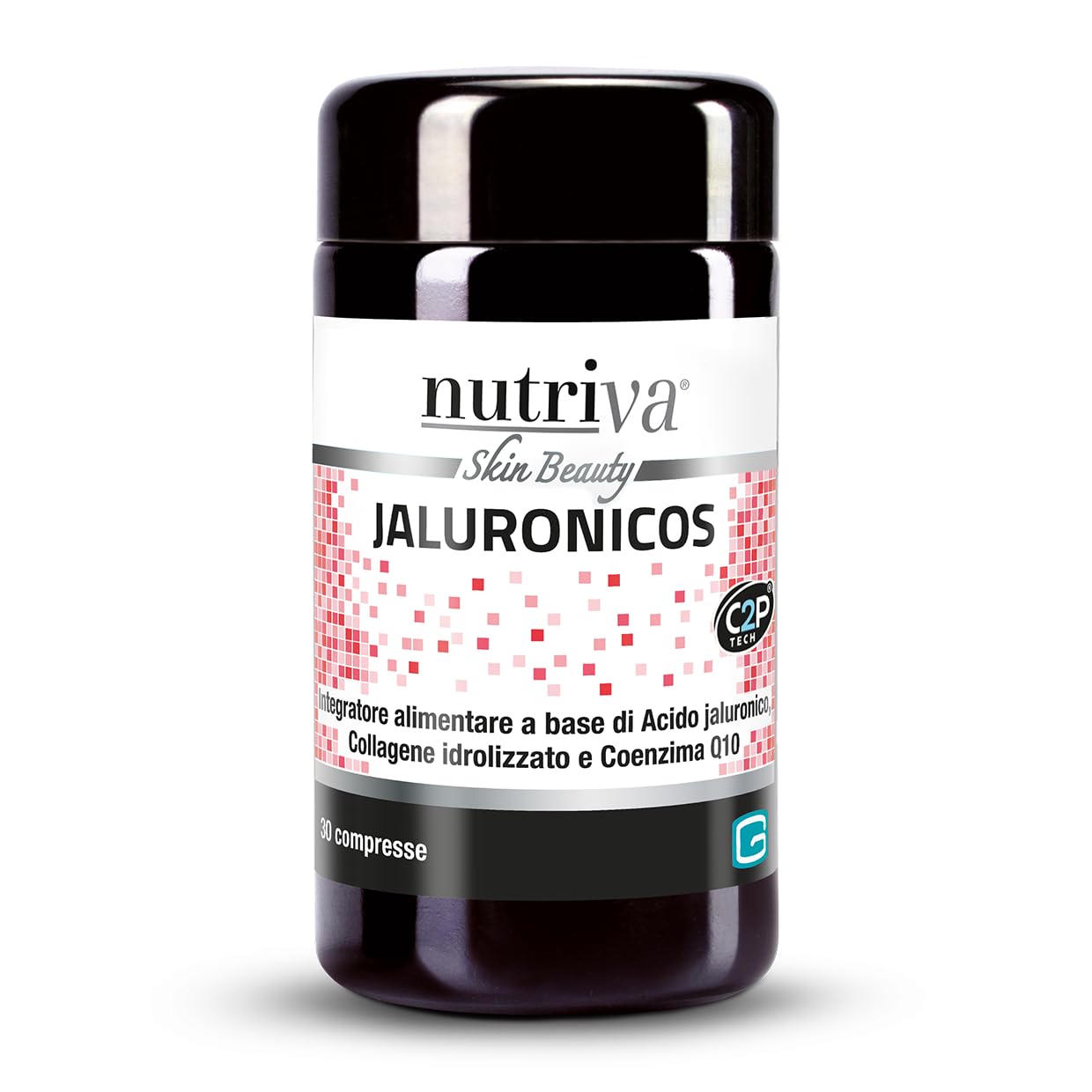 NUTRIVA Jaluronicos, Integratore Alimentare a Base di Acido Jaluronico, Collagene di Tipo II e Coenzima Q10, Ideale per il Benessere della Pelle, Contrasta l'Invecchiamento Cutaneo - 30 Compresse