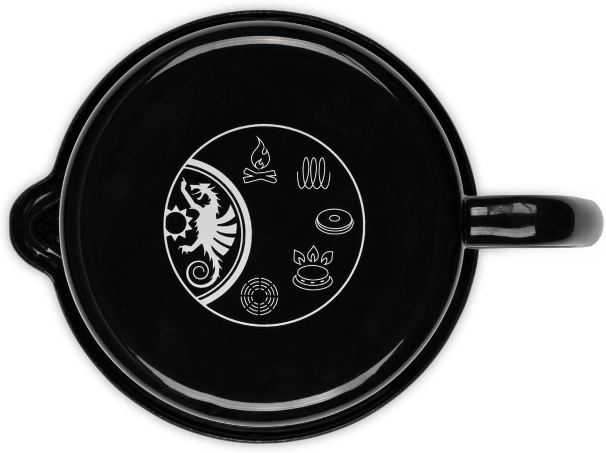 Petromax Warming Pot with Spout, Enameled Steel Saucepan for Heating Milk, Soup, Butter Over Stove or Campfire, 1.1 Quart, Black