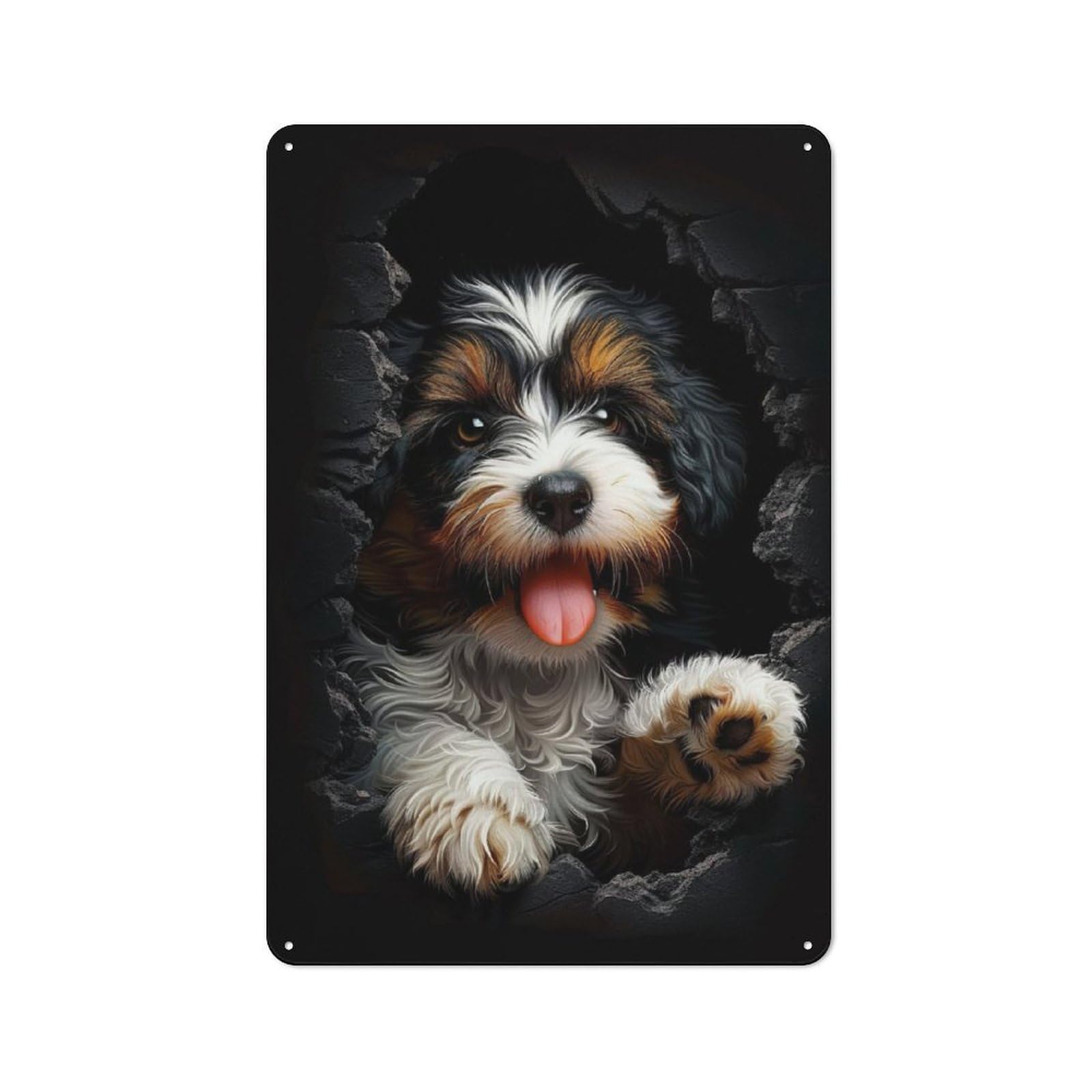Junmoney Tibetan Terrier Industrial-Style Metal Plaque 30X20cm For Hallway Wall, A Winter Wall Decor Update For Hallway Decor Lovers