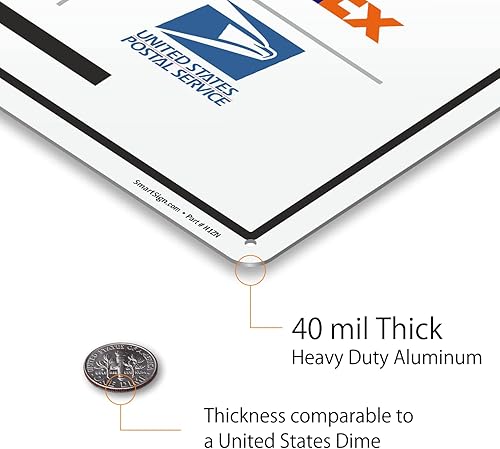 Miniatura 6 de SmartSign Letrero de metal con flecha izquierda y logotipos "Please Deliver All Packages to The Front Door" de 10 x 14 pulgadas, aluminio laminado