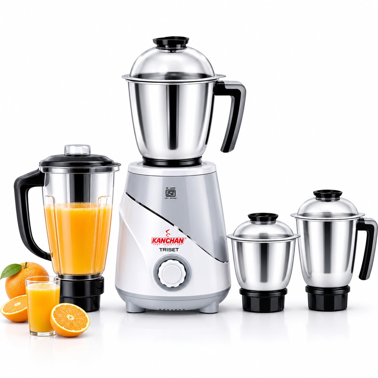 Kanchan Triset Plus Mixer Grinder 750W | 4 Multipurpose Stainless Steel Jars – 1.5L Wet, 1.25L Juicer, 1L Multi-Purpose, 0.4L Chutney | 3-Speed Control | Stainless Steel Blades | 5-Year Motor Warranty-image-35