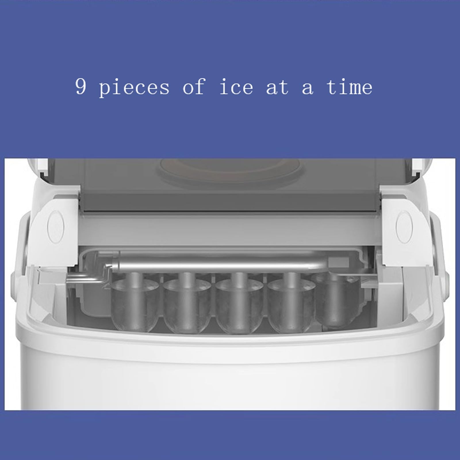 Máquina para fabricar hielo sobre encimera Máquina for hacer hielo en encimera, máquina for hacer hielo con asa, máquina for hacer hielo autolimpiante, 22 libras/24 horas, 9 cubitos de hielo listos en