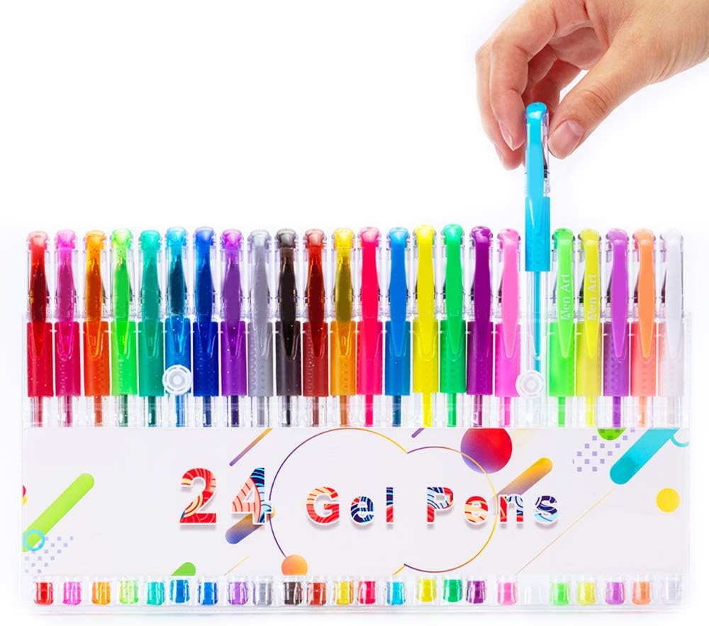 Gel Pens, 12Pcs 0.5mm Felt Tip Quick Drying Ink Rollerball Colouring Pen Sets for Adults Writing Drawing, School & Office Stationery Supplies