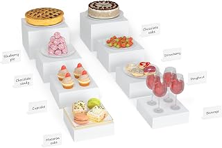 【8Pcs】 Buffet Risers,Dessert Table Display Set,Food Display Risers for Party,White Risers for Display for Food,Catering Supplies Buffet Display with Hollow Bottom