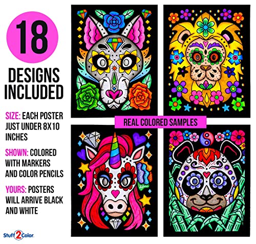 Stuff2Color Super Pack Of 18 Fuzzy Velvet Coloring Posters (Animal Smiles) - Arts & Crafts For Girls And Boys - Great For After School, Travel, Planes, Group Activities, And Coloring With Friends #TOP3