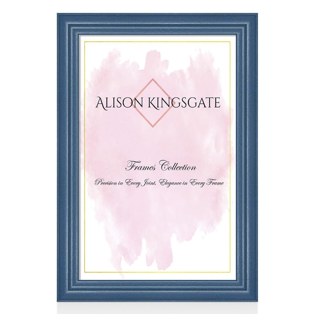 Alison Kingsgate Classic 6X8 BLUE Photo Frame-Engineered Wood Picture Frames with Shatterproof Perspex - Ideal for Certificates & Artwork-Wall Mount or Tabletop - Multiple Sizes & Colours Available