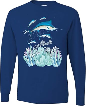wild custom apparel Atlantic Blue Marlin Fishing Lovers Mens Long Sleeves