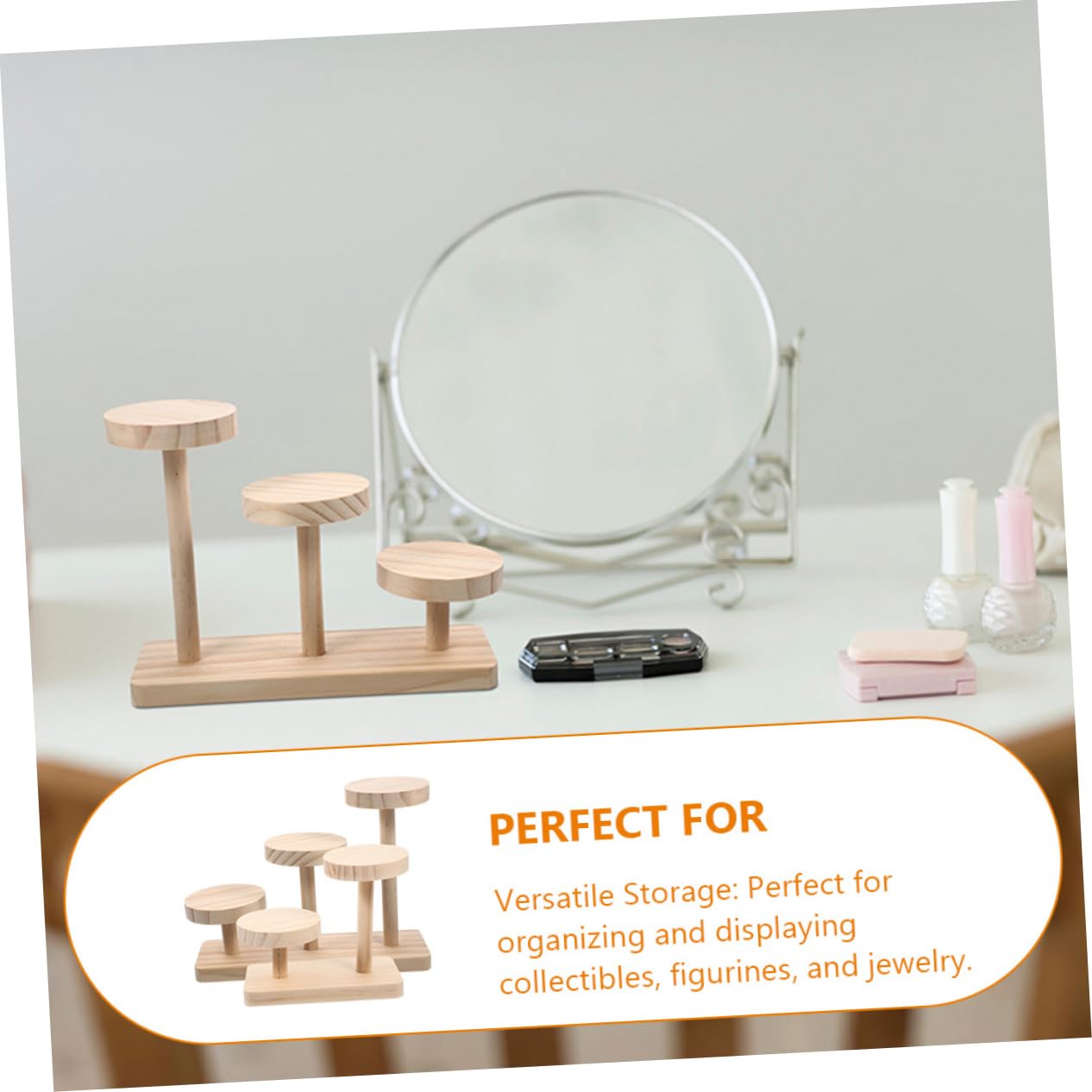 Zerodeko Espositore in Legno per Action Figure Bambole e Gioielli Supporto da Tavolo Scala Pioli Design Minimalista e Elegante