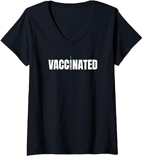 Womens Vaccinated I Am Vaccinated Pro-Vaccination Save Lives V-Neck T-Shirt